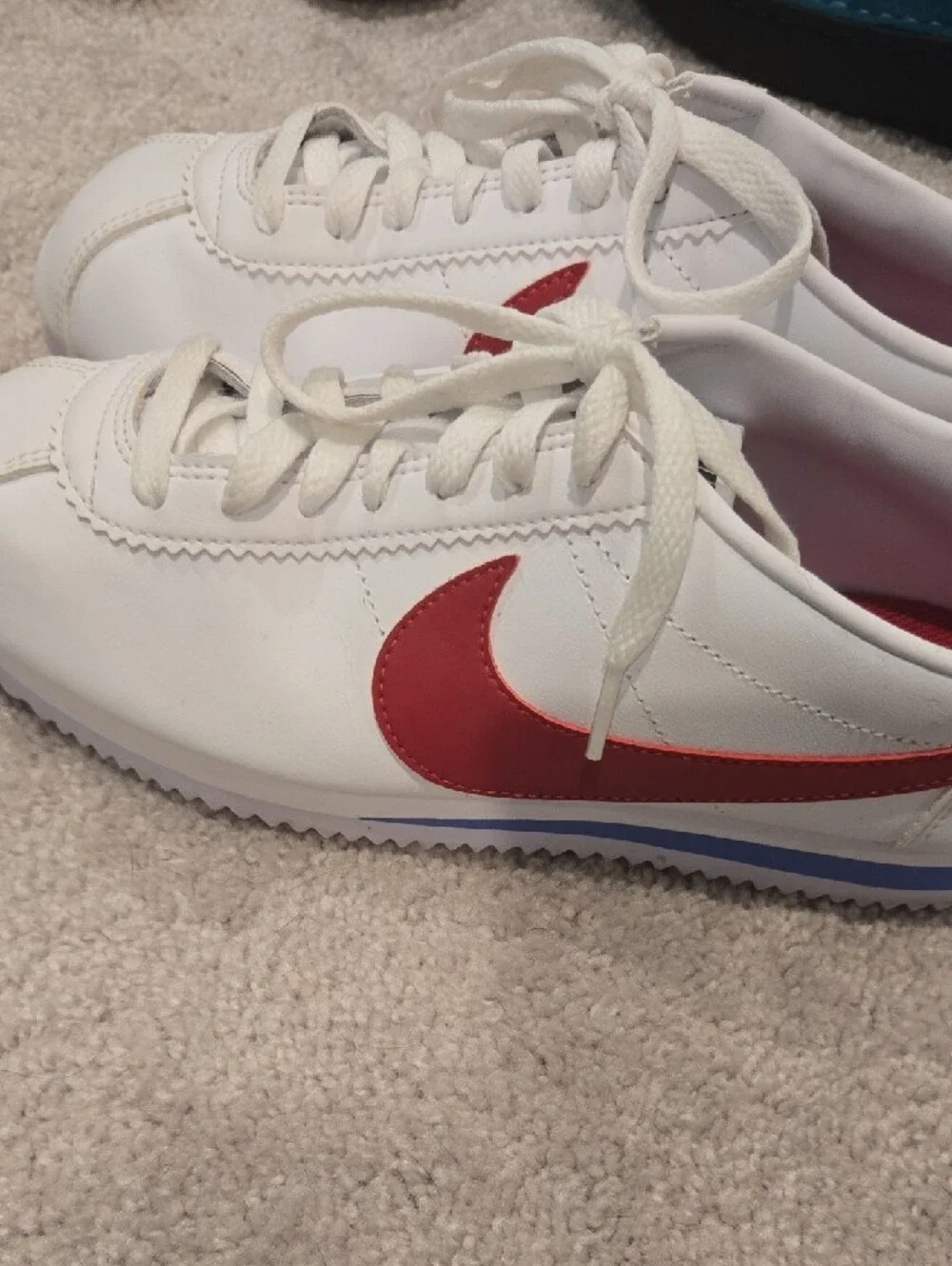 NIKE‎ Forrest Gump Cortez White/Red/Blue Leather Sneakers Size 8.5 Mens